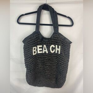 BEACH Bag, the cutest black woven boho styled shoulder bag. Fairly large and FAB